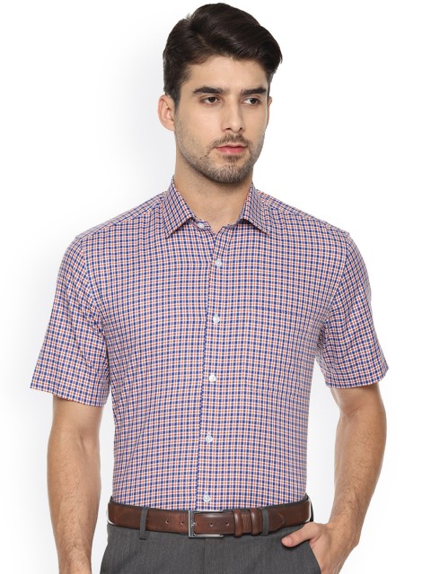 

Louis Philippe Men Red & Blue Regular Fit Checked Formal Shirt