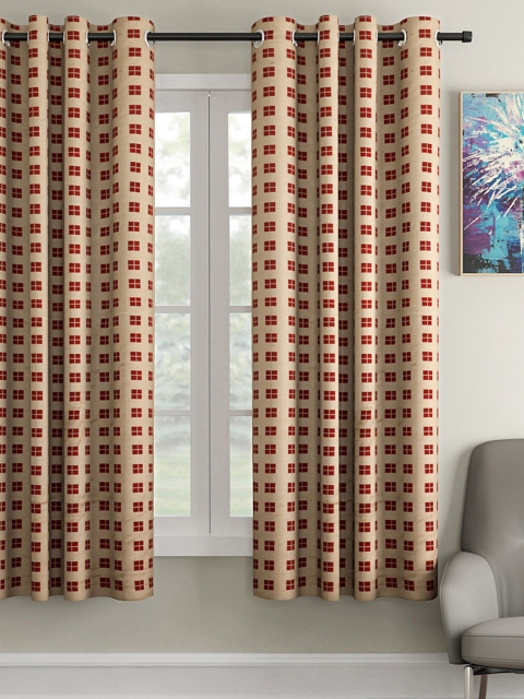 

Soumya Beige & Maroon Single Window Curtain