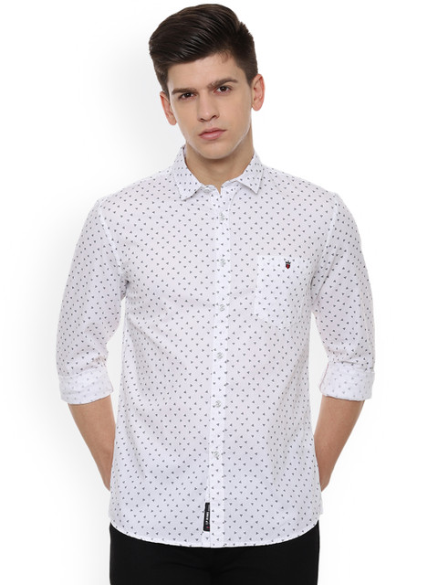 

Louis Philippe Men White & Navy Blue Slim Fit Printed Casual Shirt