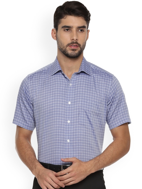 

Van Heusen Men Blue Regular Fit Checked Party Shirt