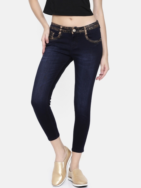 

ZHEIA Women Navy Blue Skinny Fit Mid-Rise Clean Look Stretchable Jeans