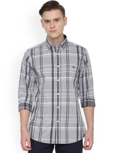 

Van Heusen Men Grey Slim Fit Checked Casual Shirt