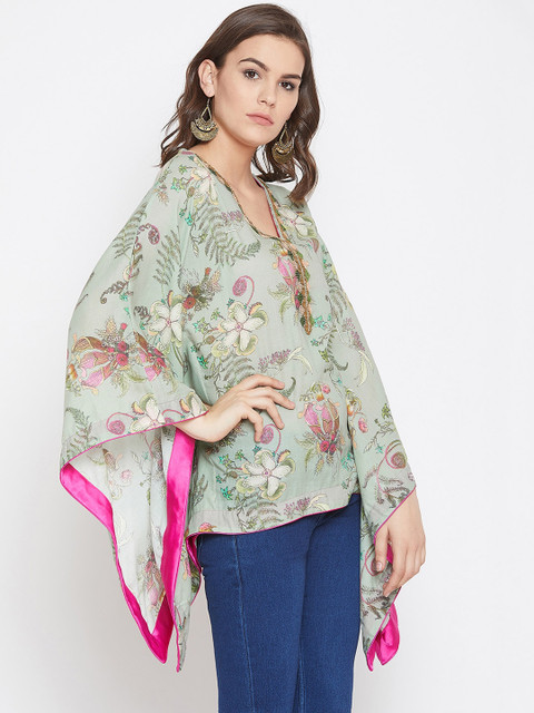 

The Kaftan Company Women Green Printed Kaftan Top