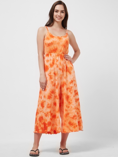 

Mystere Paris Women Peach-Coloured & Orange Dyed Lounge Jumpsuit