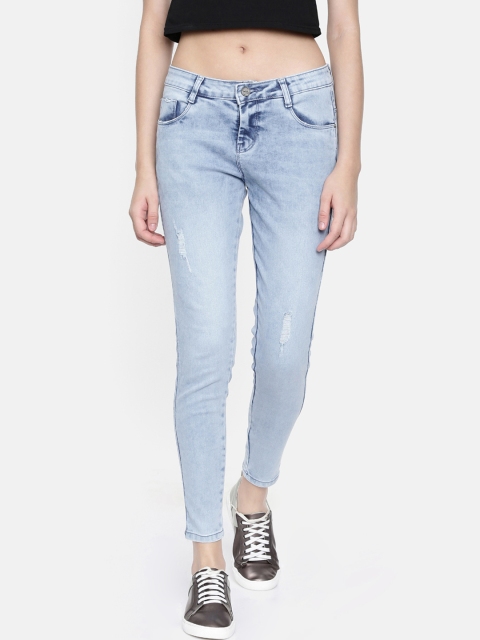 

ZHEIA Women Blue Skinny Fit Mid-Rise Low Distress Stretchable Jeans