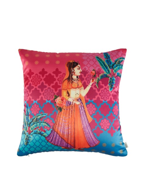 

Living Essence Multicoloured Ethnic Motifs Square Cushion Cover, Multi