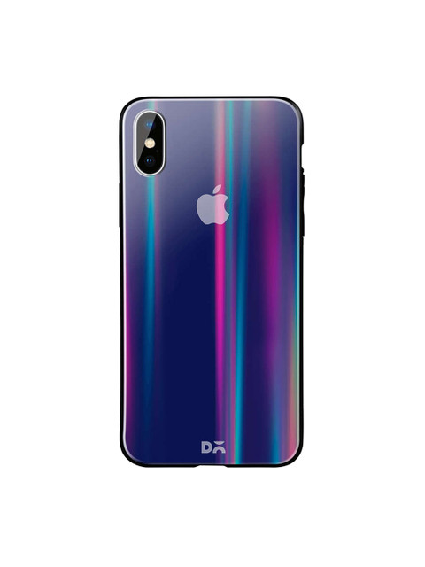 

DailyObjects Navy Blue iPhone X Holographic Glass Case Cover