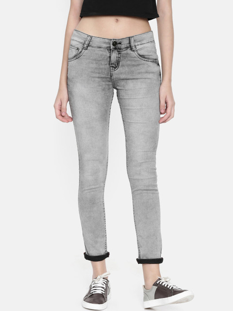 

ZHEIA Women Grey Skinny Fit Mid-Rise Clean Look Stretchable Jeans