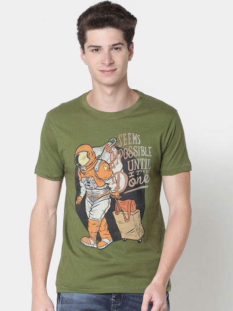 

Newport Men Green Printed Round Neck T-shirt