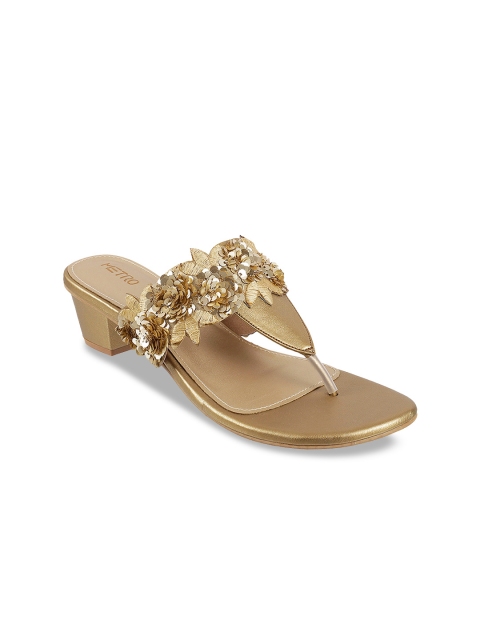

Metro Women Gold-Toned Solid Sandals