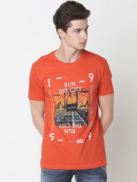 

Newport Men Orange Printed Round Neck T-shirt