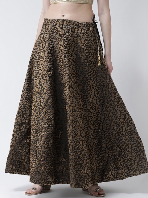 

Castle Women Black & Gold-Toned Flared Maxi Skirt