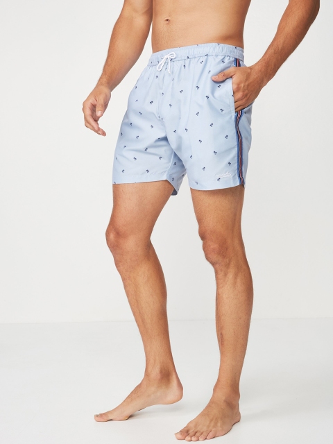 

COTTON ON Men Blue Printed Regular Fit Regular Shorts