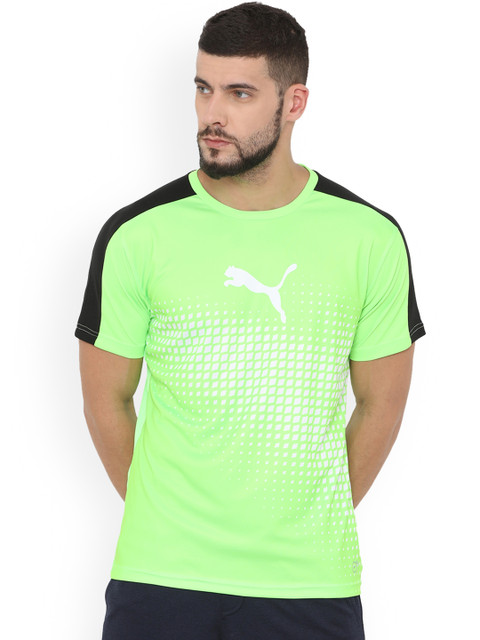 

Puma Men Fluorescent Green Colourblocked Round Neck T-shirt