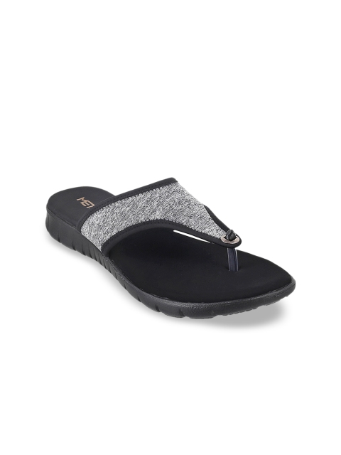 

Metro Women Black Woven Design T-Strap Flats