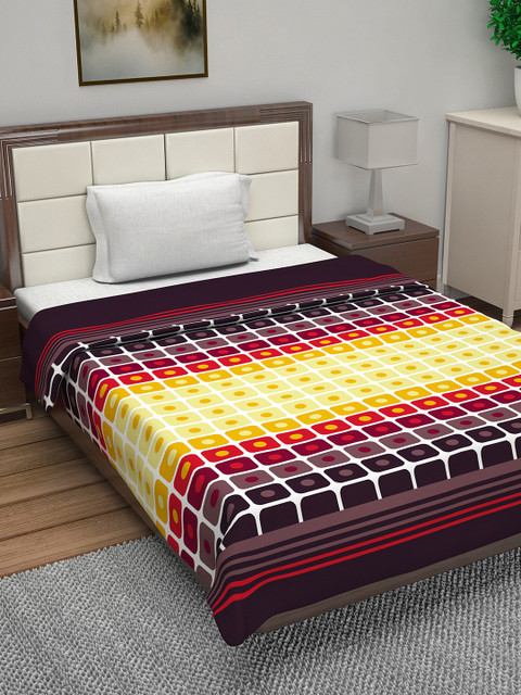 

Divine Casa Multicoloured Geometric AC Room 110 GSM Single Bed Dohar, Multi