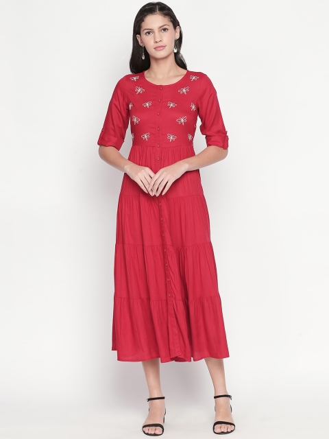

AKKRITI BY PANTALOONS Women Red Fit and Flare Dress