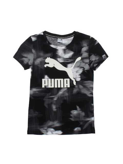 

Puma Girls Black Printed Round Neck Classics AOP T-shirt