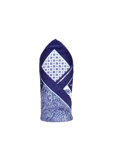 

Alvaro Castagnino White & Blue Printed Pocket Square
