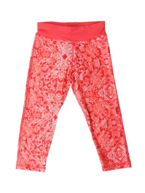 

Puma Girls Red Printed Skinny-Fit Tights Training 3/4 Leggings