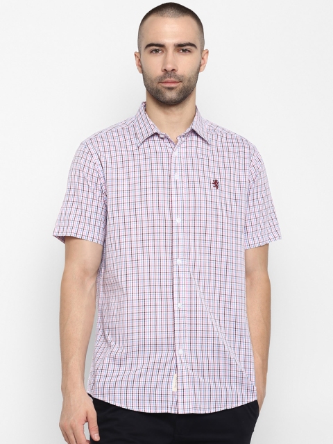 

Red Tape Men White & Pink Regular Fit Checked Casual Shirt
