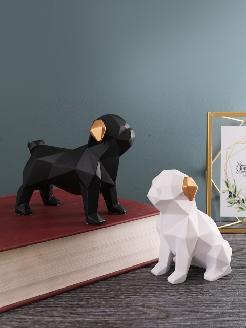 

OddCroft Set of 2 Black & White Poyresin Stylish Pugs Figurines