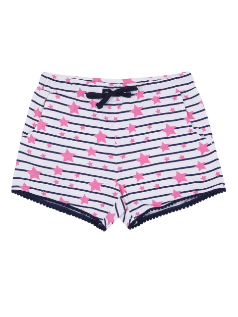 

Pantaloons Junior Girls White Striped Regular Fit Hot Pants