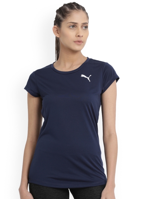 

Puma Women Navy Blue Solid Round Neck Active Tee Peacoat T-shirt