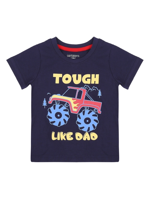 

Pantaloons Baby Boys Navy Blue Printed Round Neck Pure Cotton T-shirt