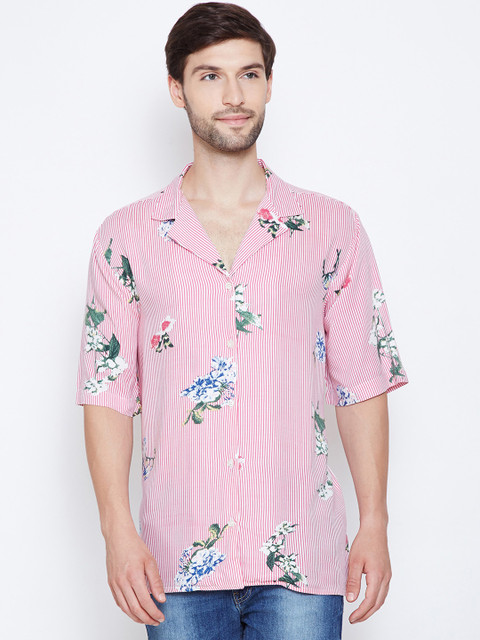 

Oxolloxo Men Pink Regular Fit Floral Print Casual Shirt