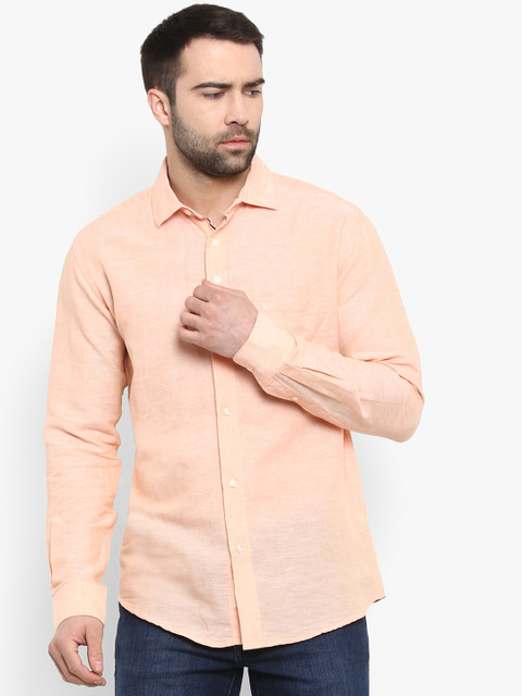 

Red Tape Men Peach-Coloured Regular Fit Solid Casual Shirt