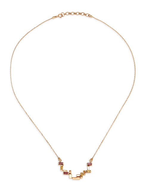 

Mia by Tanishq 14KT Rose-Gold Coloured Garnet Stone-Studded Gold Necklace