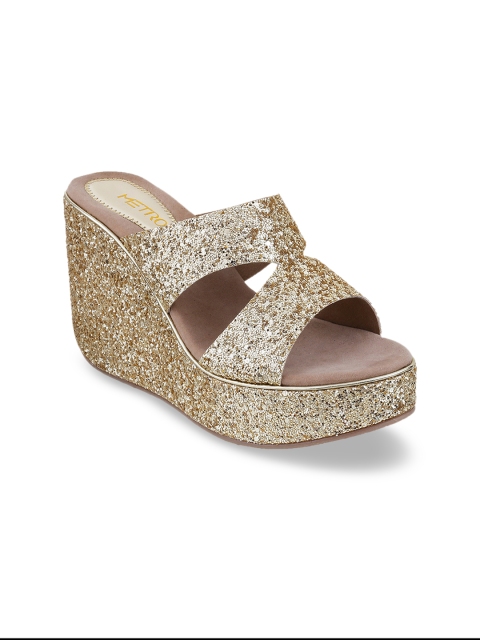 

Metro Women Gold-Toned Solid Sandals