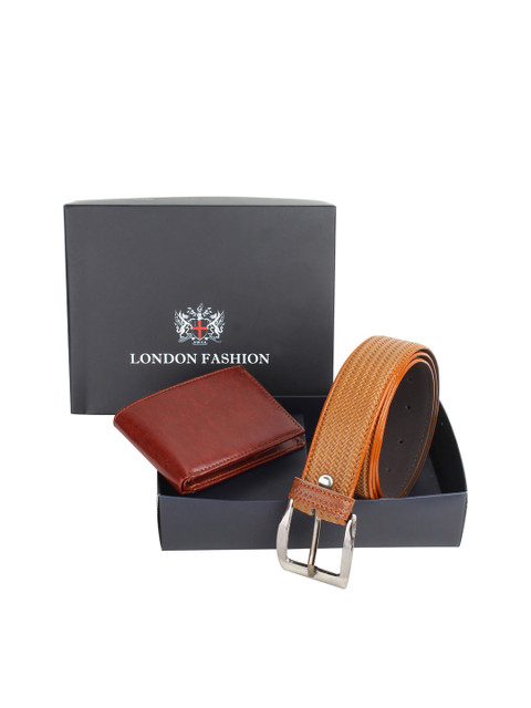 

LONDON FASHION Men Brown Leather Accessory Gift Set