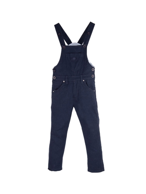 

FirstClap Kids Navy Blue Solid Slim-Fit Dungarees