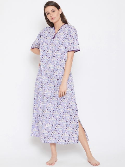 

The Kaftan Company Purple Printed Nightdress NT_CO_LYRA06