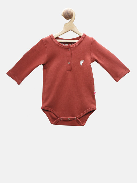 

First Kick Boys Rust-Coloured Solid Romper