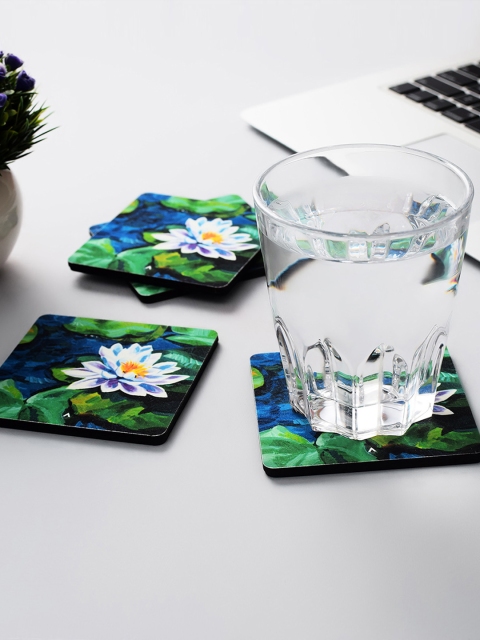 

Archies Set of 4 Green & Blue Printed MDF Coasters