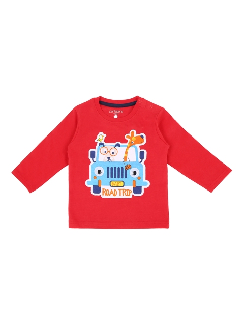 

Pantaloons Baby Boys Red Printed Round Neck Pure Cotton T-shirt