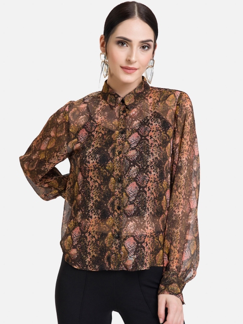 Kazo Women Multicoloured Printed Shirt Style Top, Multi