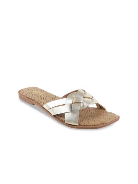 

Metro Women Gold-Toned Solid Open Toe Flats