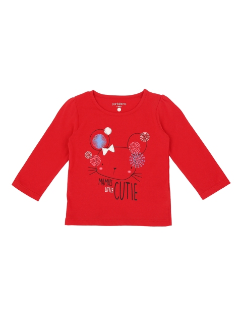 

Pantaloons Baby Girls Red Printed Round Neck Pure Cotton T-shirt