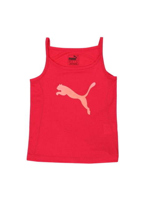

Puma Girls Red Printed Round Neck T-shirt Softsport Layer Tank