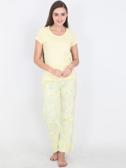 

Femmora Women Yellow Solid Night suit