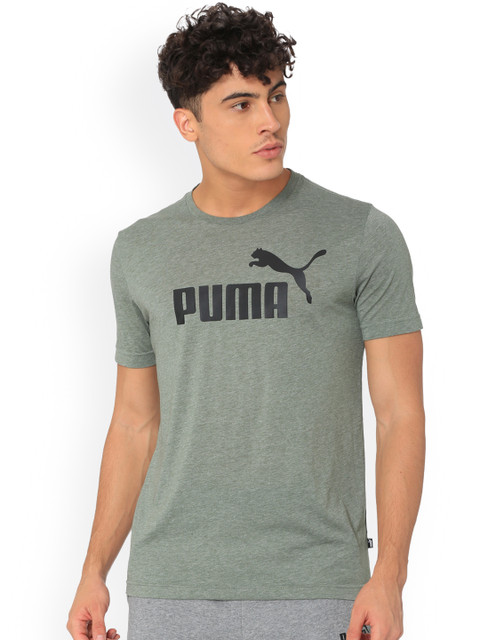 

Puma Men Green ESS+ Heather Laurel Wreath Printed Round Neck T-shirt