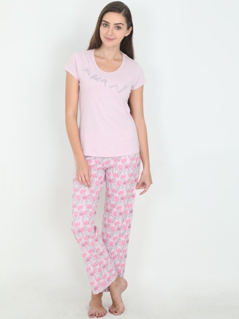 Femmora Women Pink Printed Night Suit 125201