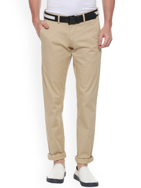 

Allen Solly Men Beige Slim Fit Checked Regular Trousers
