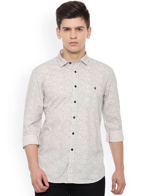 

Louis Philippe Men Beige & Grey Slim Fit Printed Casual Shirt