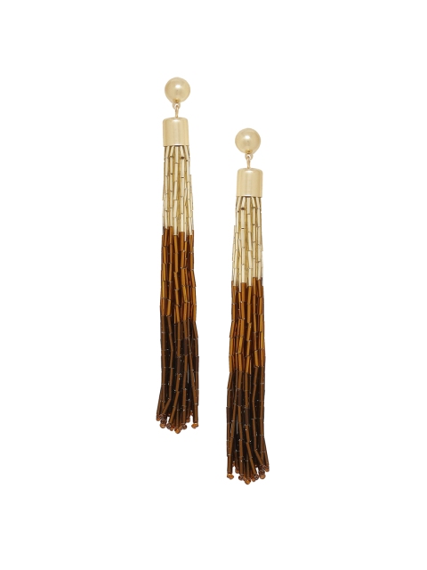 

Voylla Gold-Toned & Brown Classic Drop Earrings