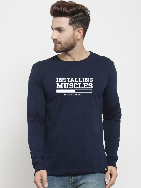 

Friskers Men Navy Blue Printed Round Neck T-shirt